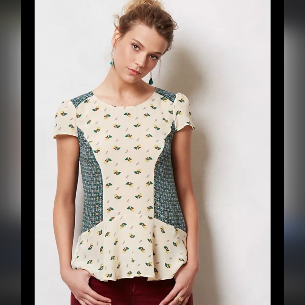 EUC Maeve Silk Fluttered Oak Top